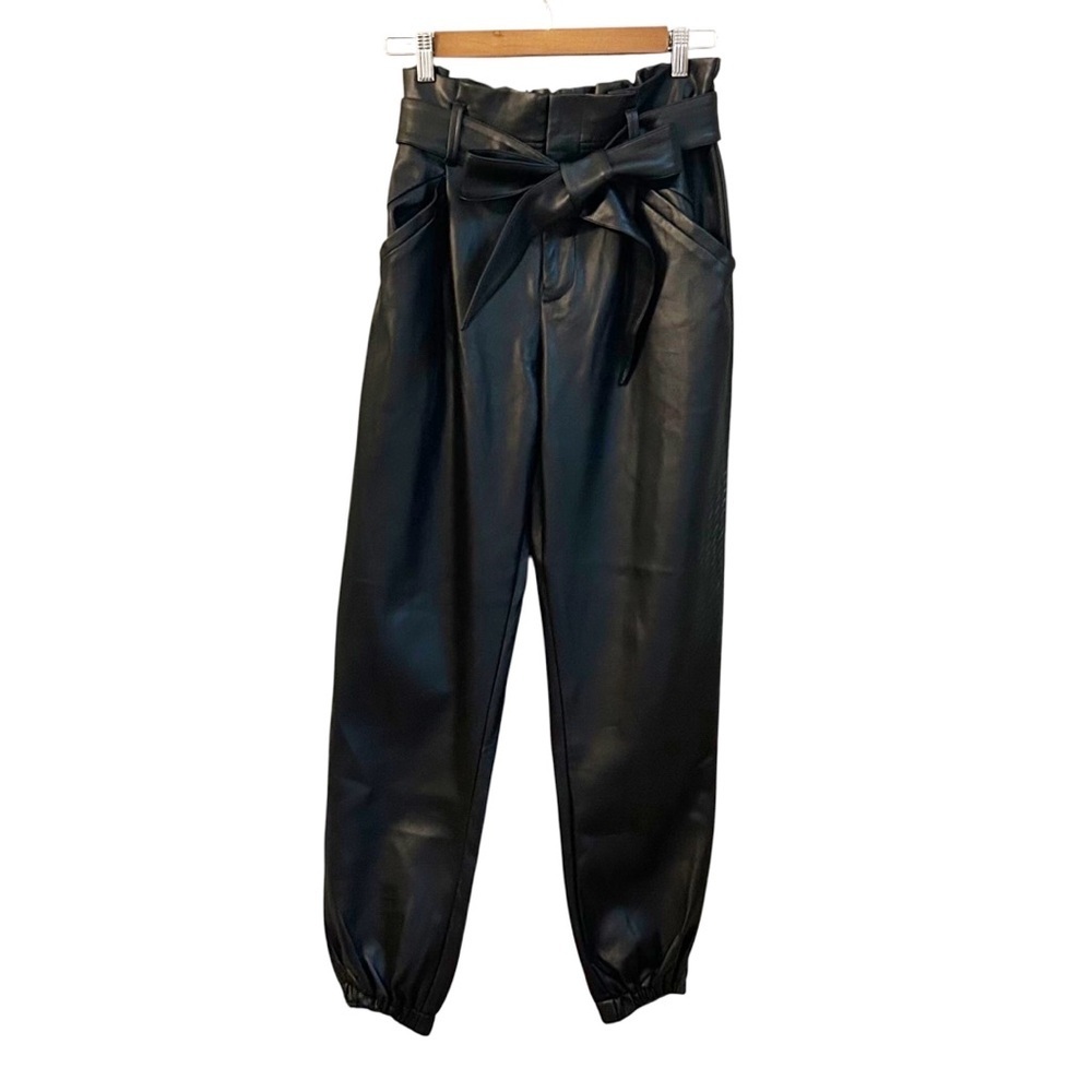 Elan Faux Leather Paper Bag Waist Pants‎ Joggers Women’s SZ Medium in Black